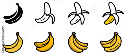 banana fruit icon set vector