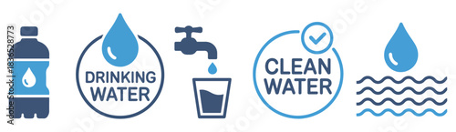 drinking water icon set collection