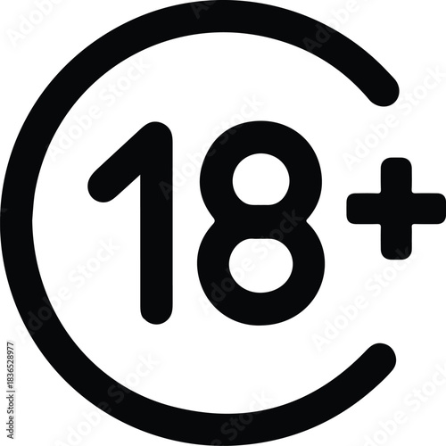 Black 18 Plus Age Restriction Symbol eighteen plus
