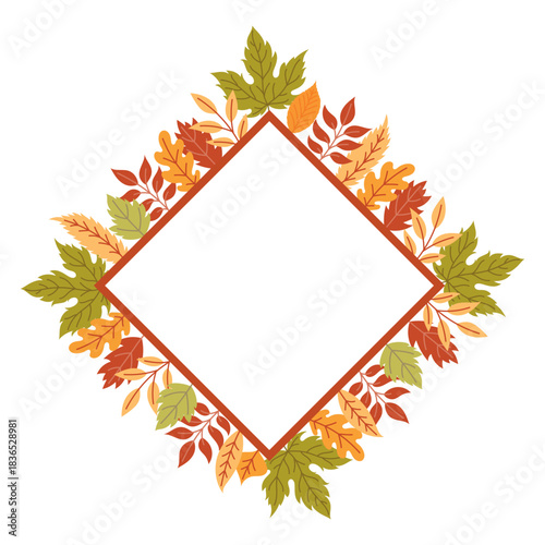 Frame made of autumn leaves with space for text