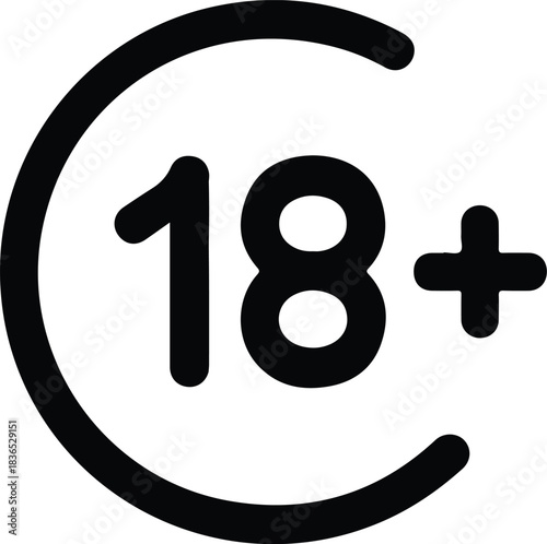 Black 18 Plus Symbol Icon eighteen plus age restriction 1