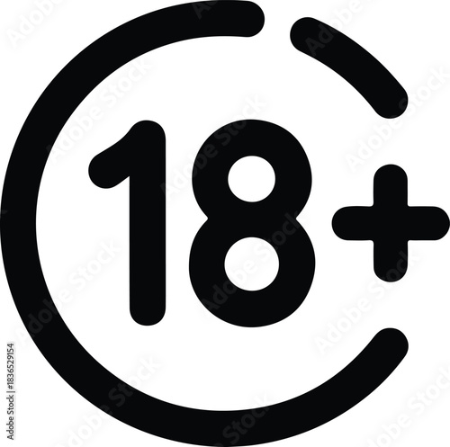 Black 18 Plus Symbol Icon eighteen plus age restriction 2
