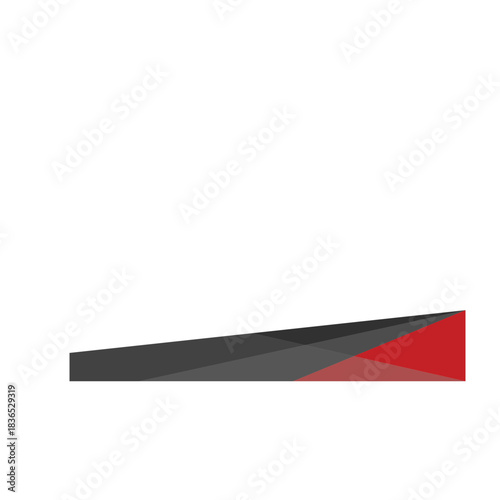 Abstract geometric shape with red and gray color scheme.