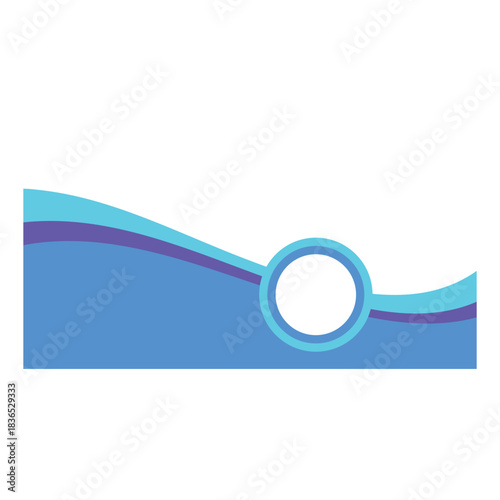 Abstract blue wave design with circle element illustration.