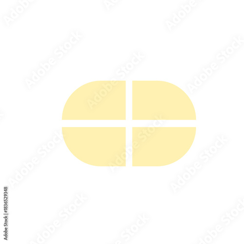 Yellow Pill with Four Sections for Medication and Treatment.