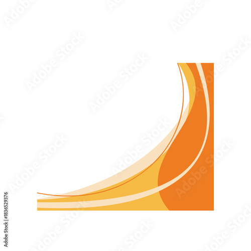 Abstract Orange Corner Design with Flowing Lines and Gradient.