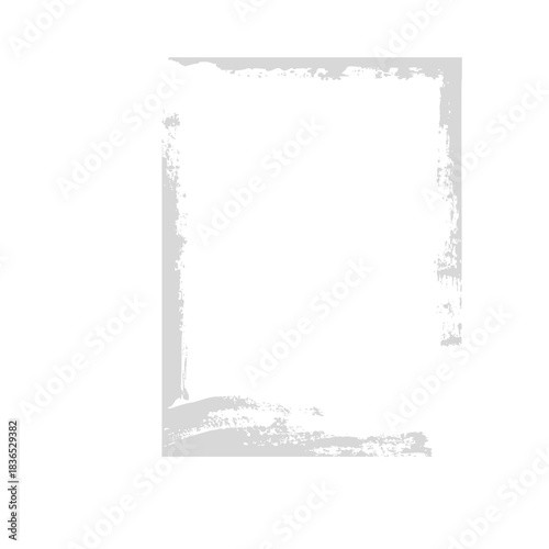 Abstract white frame with distressed edges and textured surface.