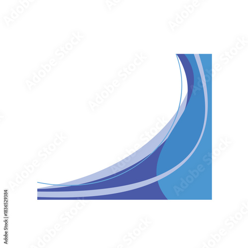Abstract Blue Corner Design with Wavy Lines and Modern Aesthetic.