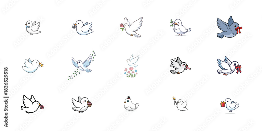 Obraz premium Sketch of birds in flight with one colored bird