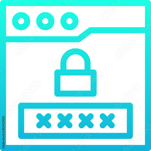 Password Lock Security Window Lineal Gradient Style Vector Icon