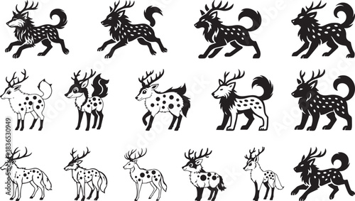 SYLVAWOLF Fantasy Creature Grid – Editable Vector Art-SET