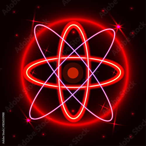 atom symbol on black background