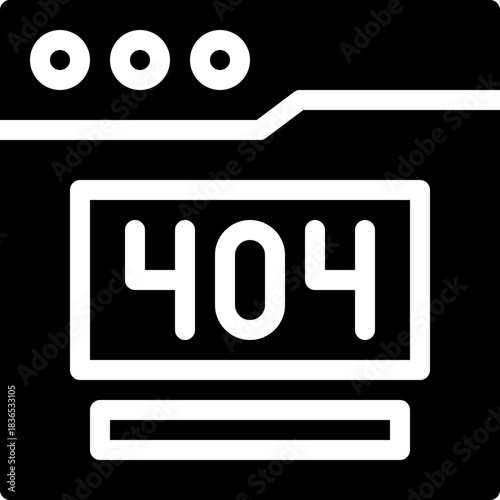 404 Error Web Page Not Found Silhouette Style Vector Icon