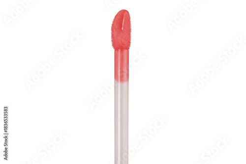 Pink lip gloss applicator with doe-foot design for beauty and cosmetic products on transparent background