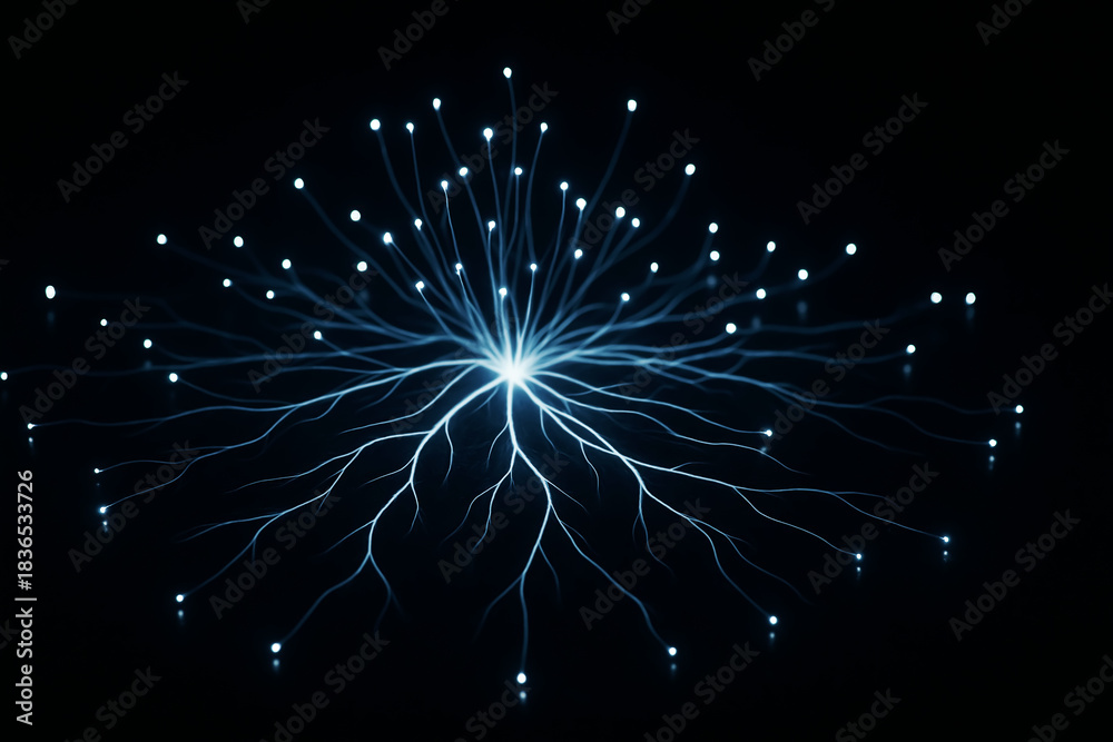Fototapeta premium Neural Network Synapse: Abstract Digital Intelligence Growth