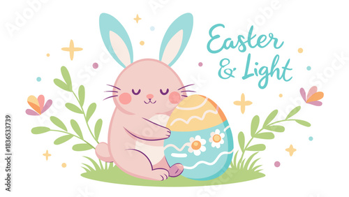 easter bunny with easter eggs