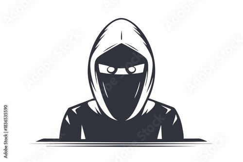 Dark hooded character uses a laptop in that focuses on online activity