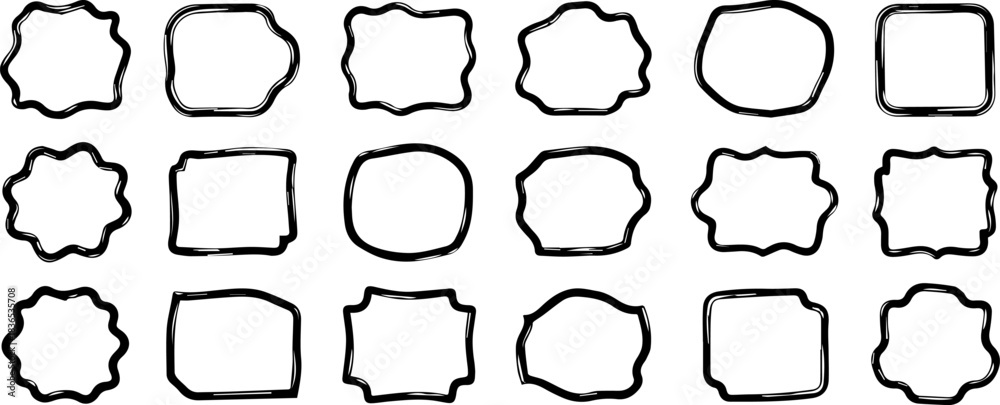 Obraz premium Hand-Drawn Wavy Blob Shape Pack with Irregular Outlines, Organic Sketch Style Frames for Modern Branding, Sticker Design, Doodle Artwork and Creative Digital Illustration Projects