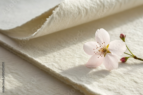 White Cotton Paper With Floral Decoration