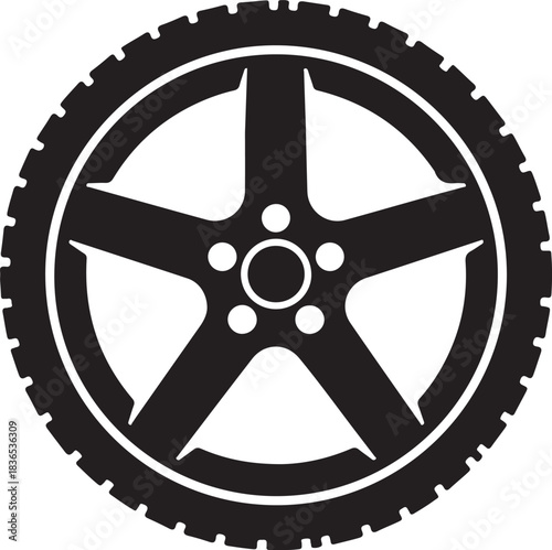Car wheel silhouette icon vector, car wheels icon, tire vector wheel vector on white background