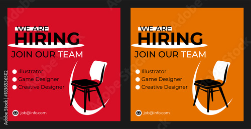 We are hiring recruitment open job vacancy design vector social media post banner template or web banner layout