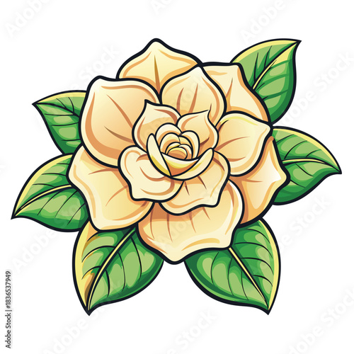 Charming creamy rose surrounded by vibrant green leaves exudes beauty and freshness naturally