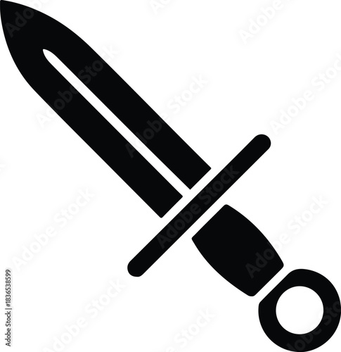 Black Gladius Sword Icon on White Background weapon