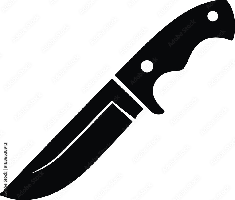 Obraz premium Black hunting knife icon on white background vector 5