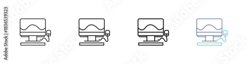 Computer icon set outline vector concept illustrations wtih black concept and multi color