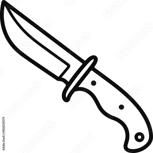 Black outline of a hunting knife on white background 2