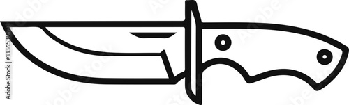 Black outline of a hunting knife on white background 6