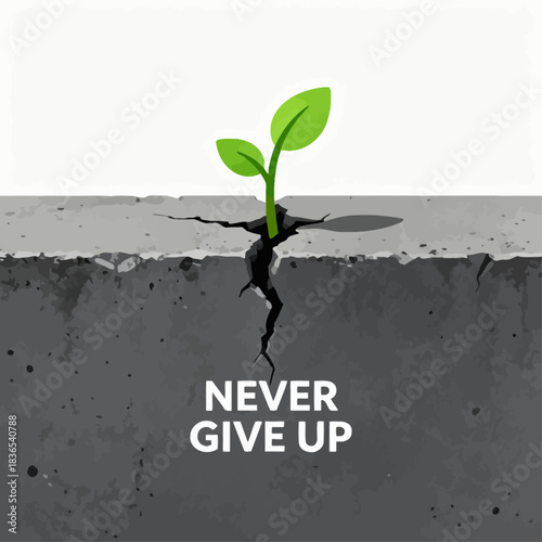 
Never give up images - green leaf growth picture.