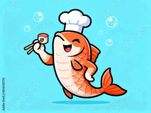 Salmon cartoon, vector style.