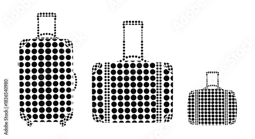 Minimalist dot pattern luggage set in black and white design