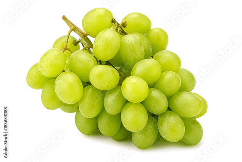 Fresh Green Grapes Cluster Isolated on Transparent Background