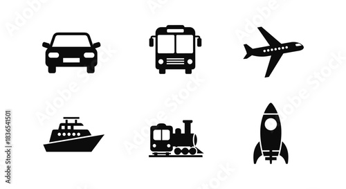 Silhouette icons of various transportation modes