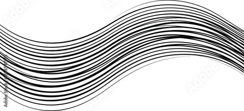 Black Wavy Lines Abstract Background with White Space vector illustration