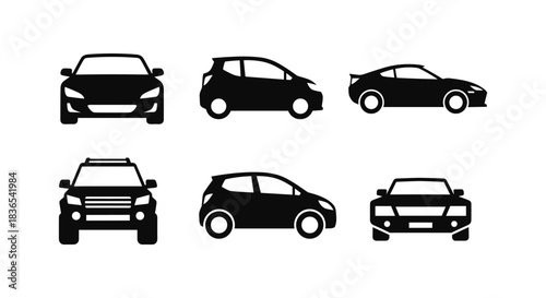 Silhouette collection of diverse modern and compact car designs