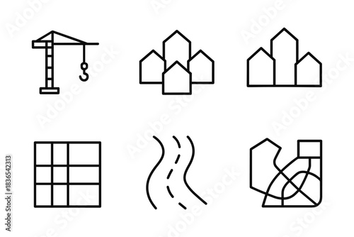 Linear icons of urban development and infrastructure elements
