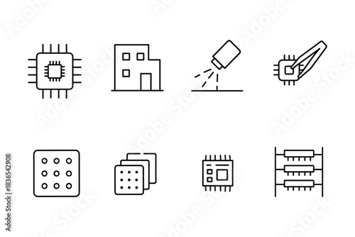 Simple line icons of technology and electronics for digital use