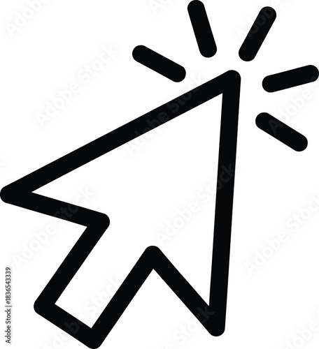 Mouse Cursor Click Pointer Black Line Art Vector Icon