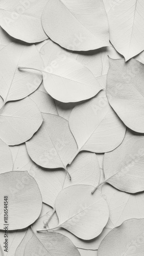 Minimalist white leaf texture for natural design and background concepts.  Color Trend 2026. 