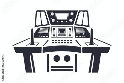 control panel reveals a detailed array of monitors, knobs, and buttons ready for operation