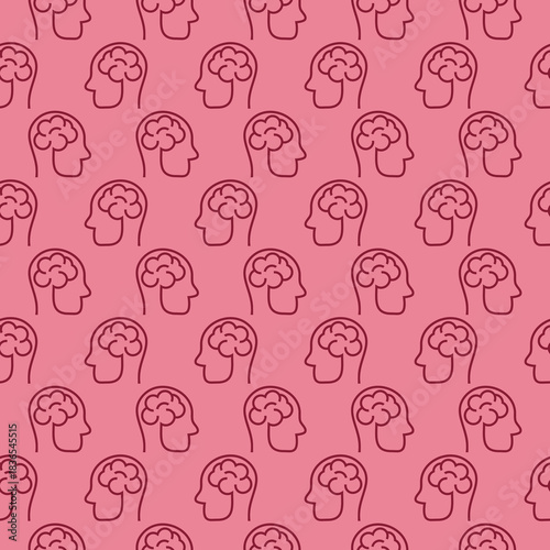 Human brain seamless pattern isolated on color background