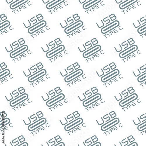 USB type cable C seamless pattern isolated on white background