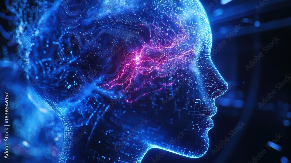 Fototapeta premium Machine Learning AI Chip Visualizing Electric Thought