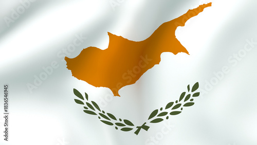 Obraz na płótnie Waving Cypriot flag fabric background texture, national symbol of the Republic o