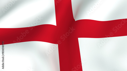 Waving English flag fabric background texture, national symbol of St George's Cross