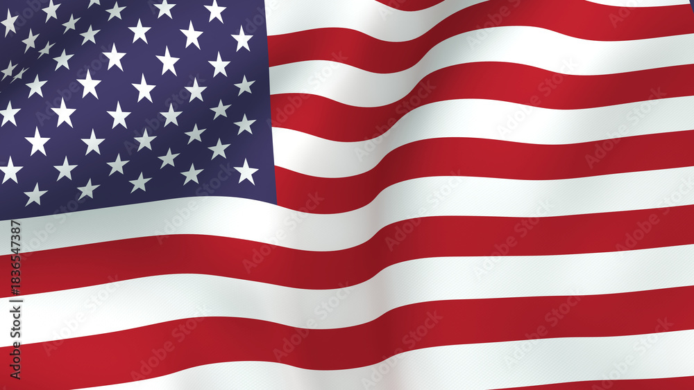 Naklejka premium Waving Flag of the United States of America, National Symbol, Stars and Stripes Forever