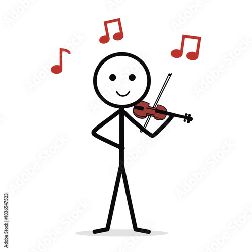 Simple stick figure musician playing tiny violin